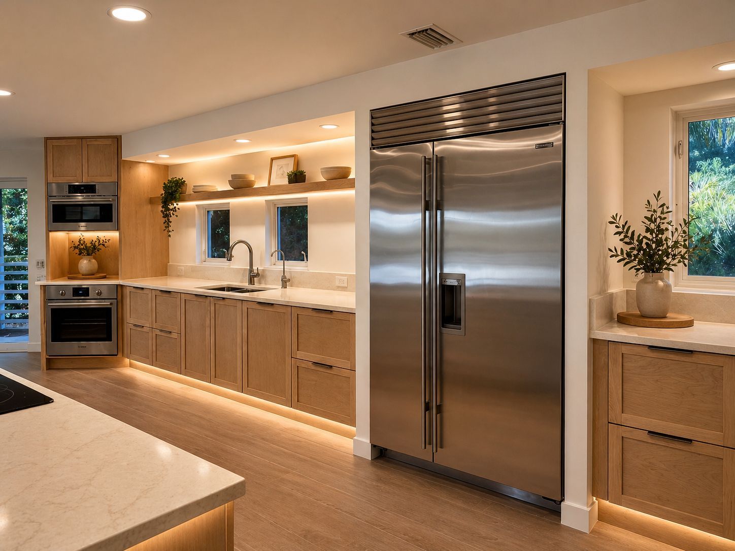 Modern kitchen with clean counters and floors